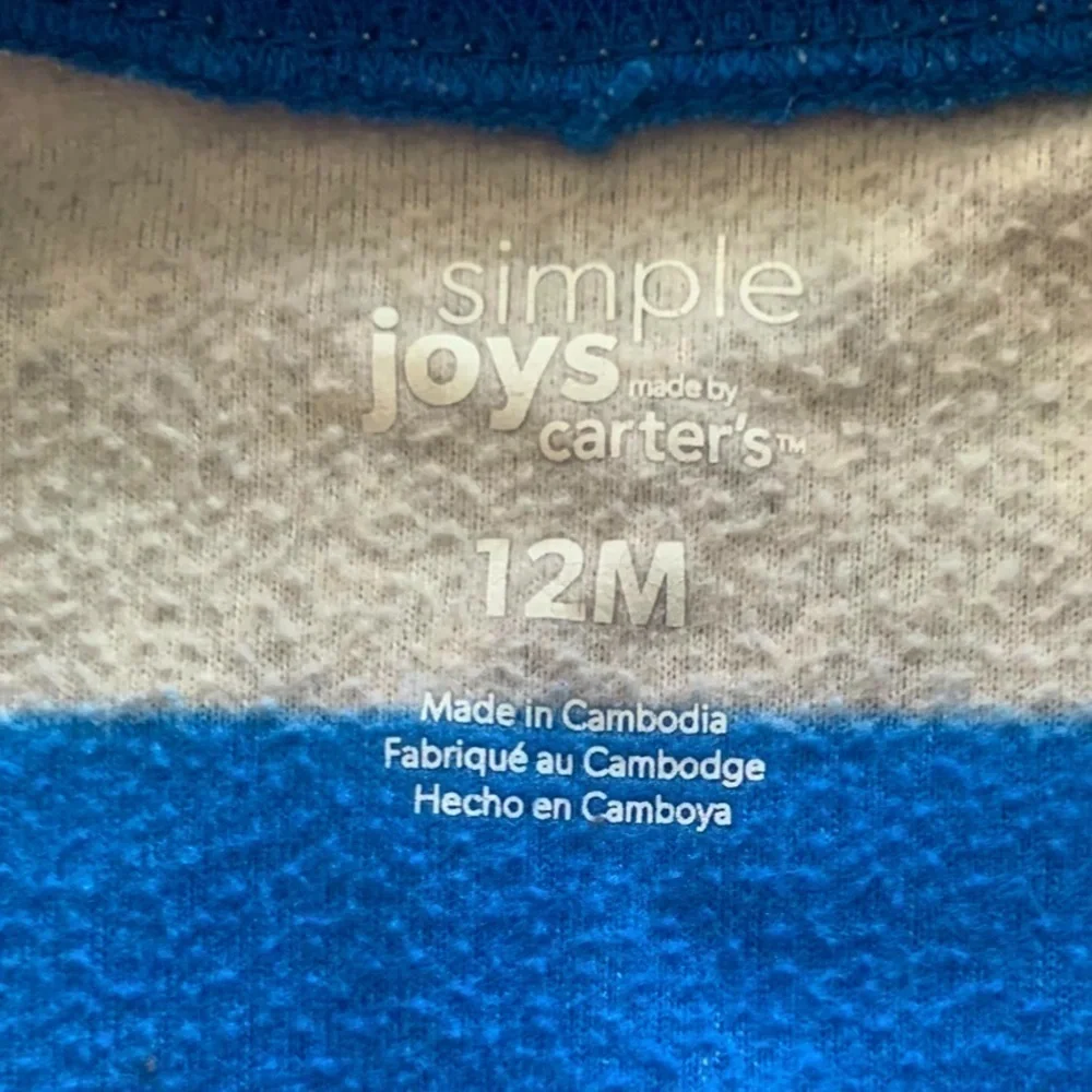 Carters Simple Joys Blue Green Striped Cars Fleece Onesie Footed Pajamas 12mos